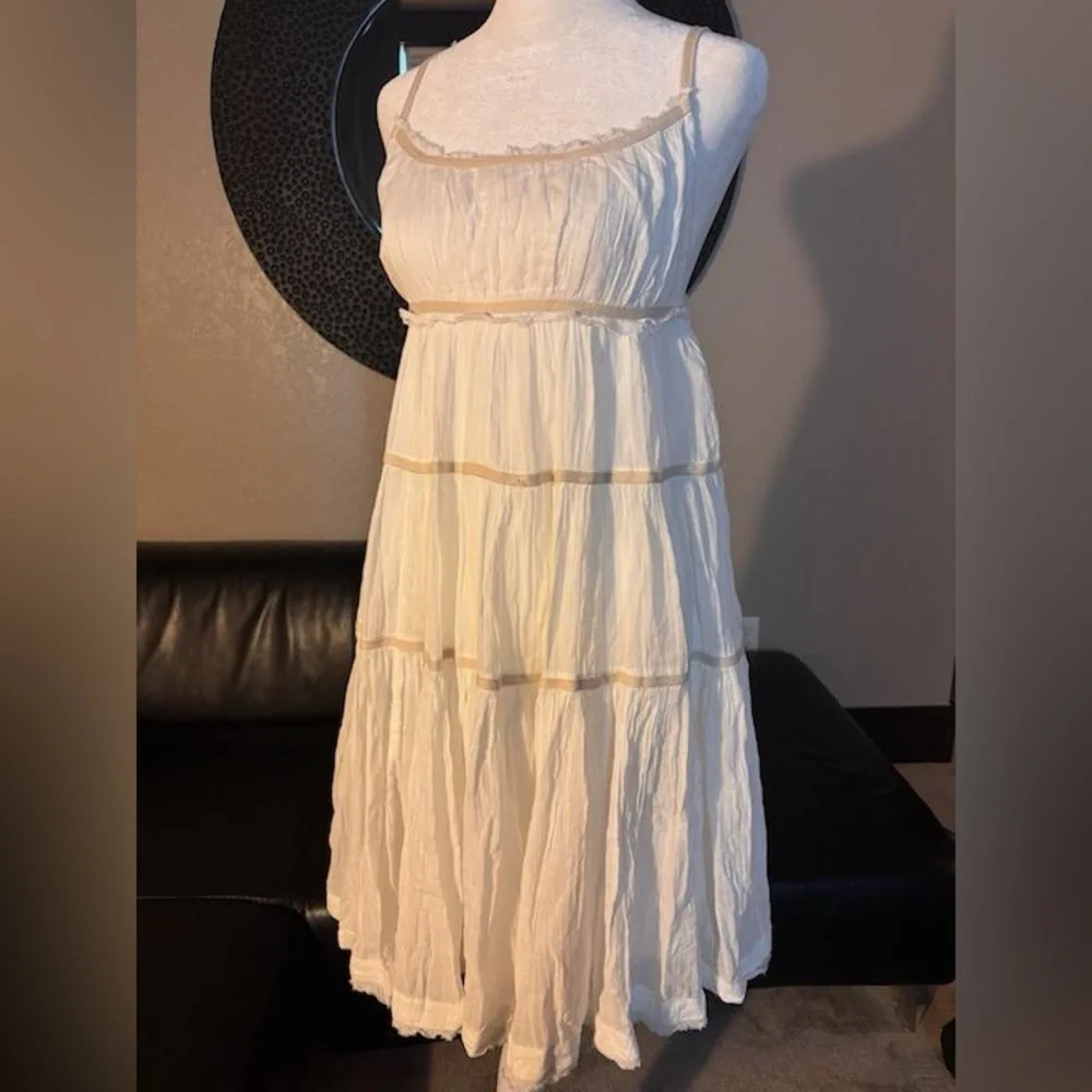 FREE PEOPLE, Isla Mini Dress NWT  Ivory Gauze, tiered babydoll size medium